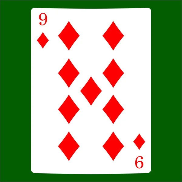 Nueve Diamantes Juego Cartas Vector Icono Jugando Cartas Vector Símbolos — Archivo Imágenes Vectoriales