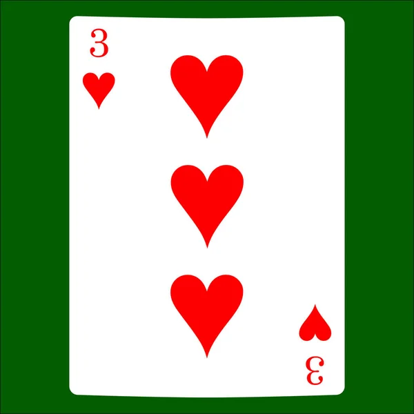 Drei Herzen Karte Farbe Symbol Vektor Spielkarten Symbole Vektor — Stockvektor