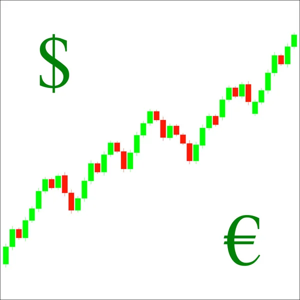 Диаграмма Торговли Свечами Анализа Торговли Валютном Фондовом Рынках Доллар Евро — стоковый вектор