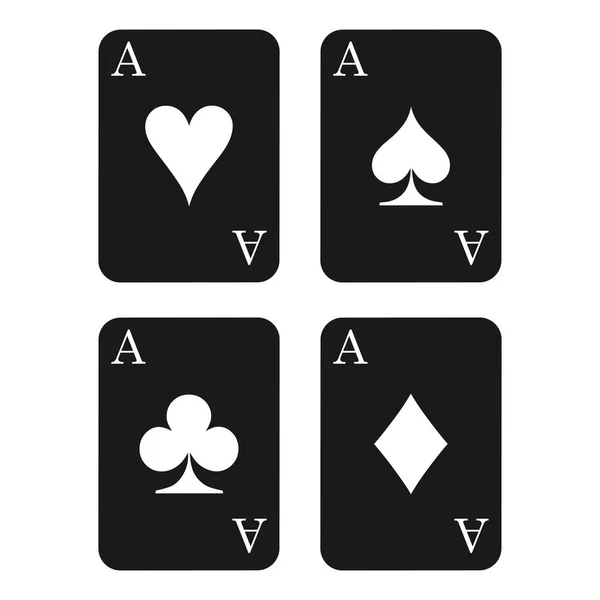 Carte Noire Costume Icône Vecteur Cartes Jouer Symboles Vecteur — Image vectorielle