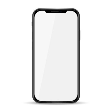 Gerçekçi siyah telefon, iletişim teknolojisi cihazı - vektör