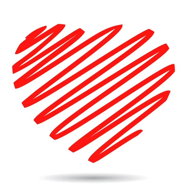 Hand Painted Red Heart One Line Stock Vector — Stock Vector