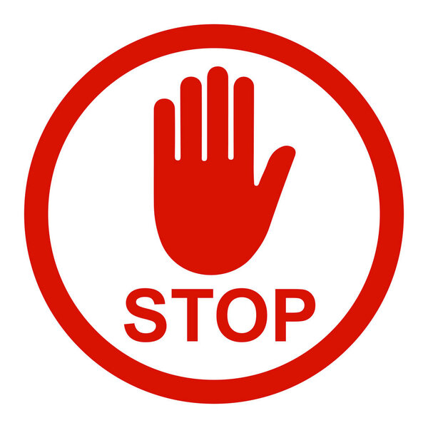 Stop sign icon with hand in circle - stock vector