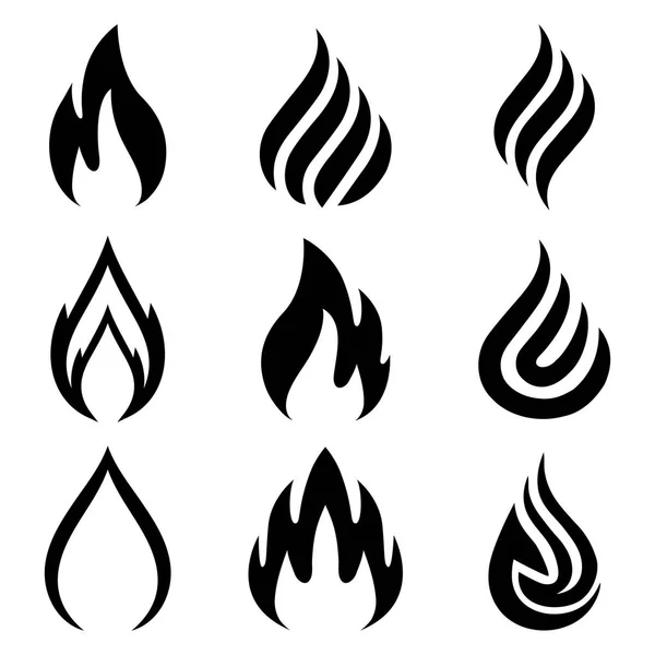 Fuego Nueve Llamas Icono Ilustración Para Diseño Vector — Archivo Imágenes Vectoriales