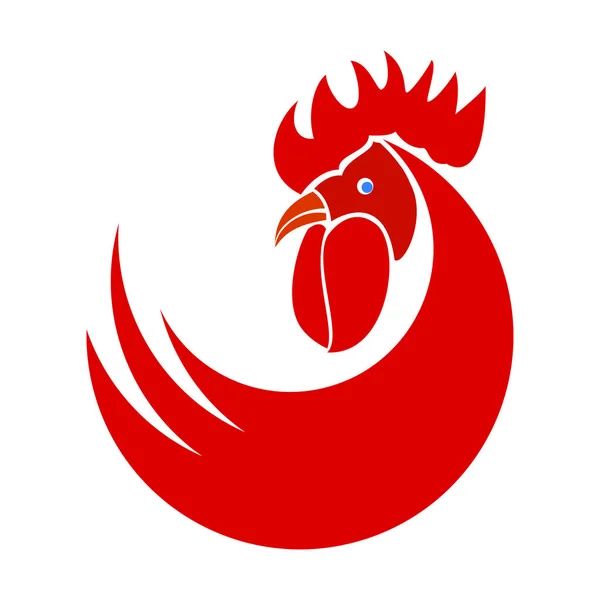 Icônes Coq Rouge Sur Fond Blanc — Image vectorielle