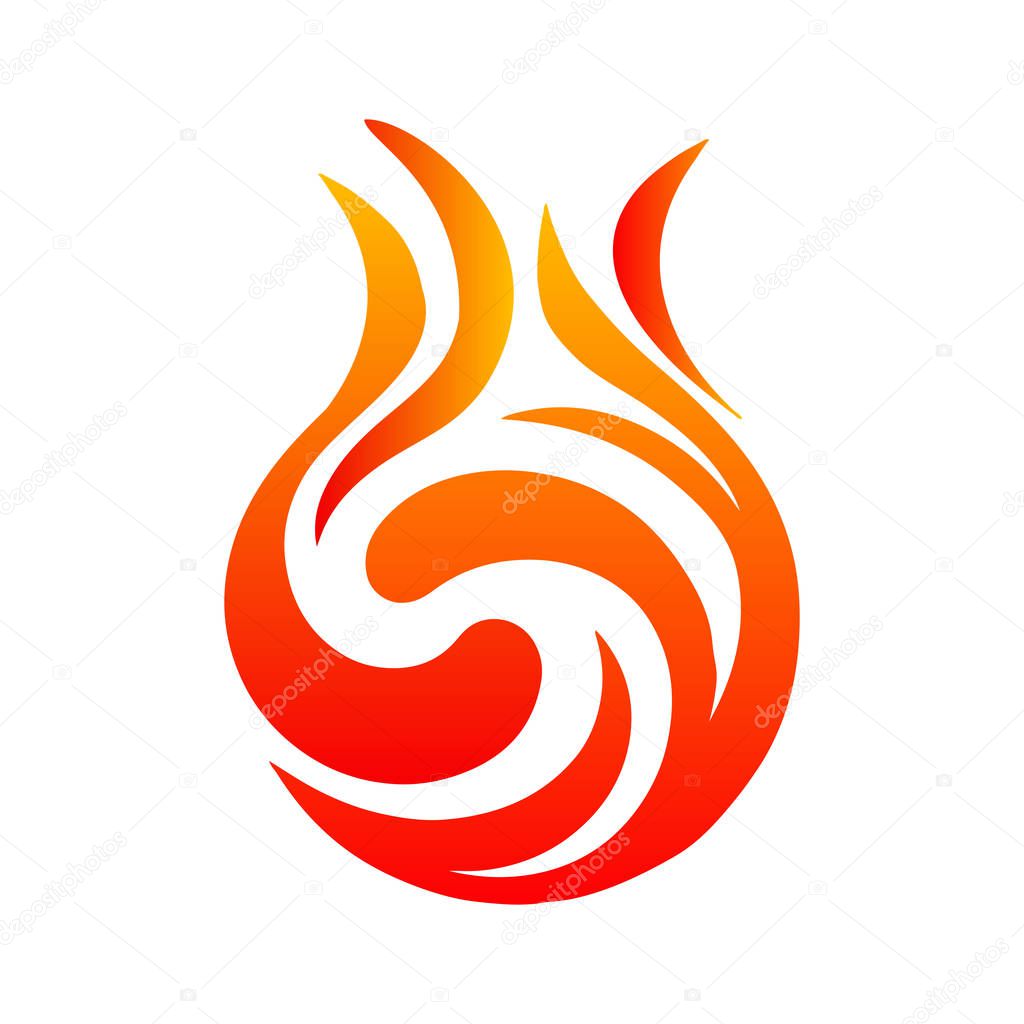 Beautiful symmetrical logo fire. Icon illustration for design - stock vector