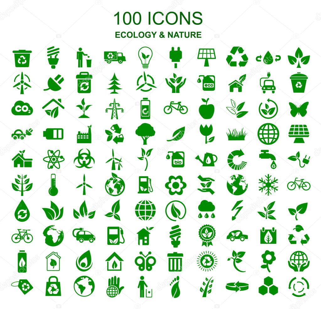 Set of 100 ecology icons  stock vector