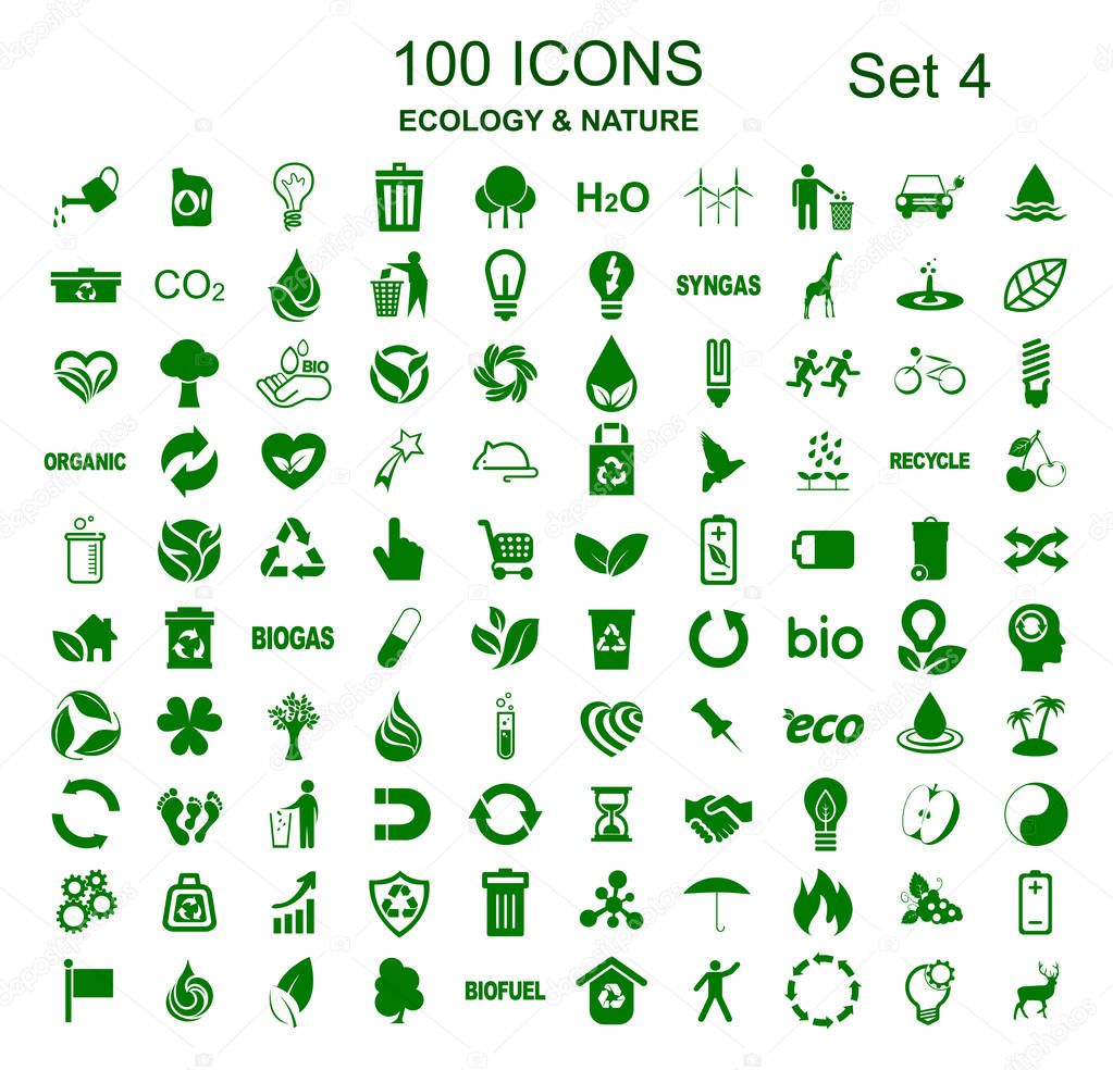 Set 4 of 100 ecology icons  stock vector