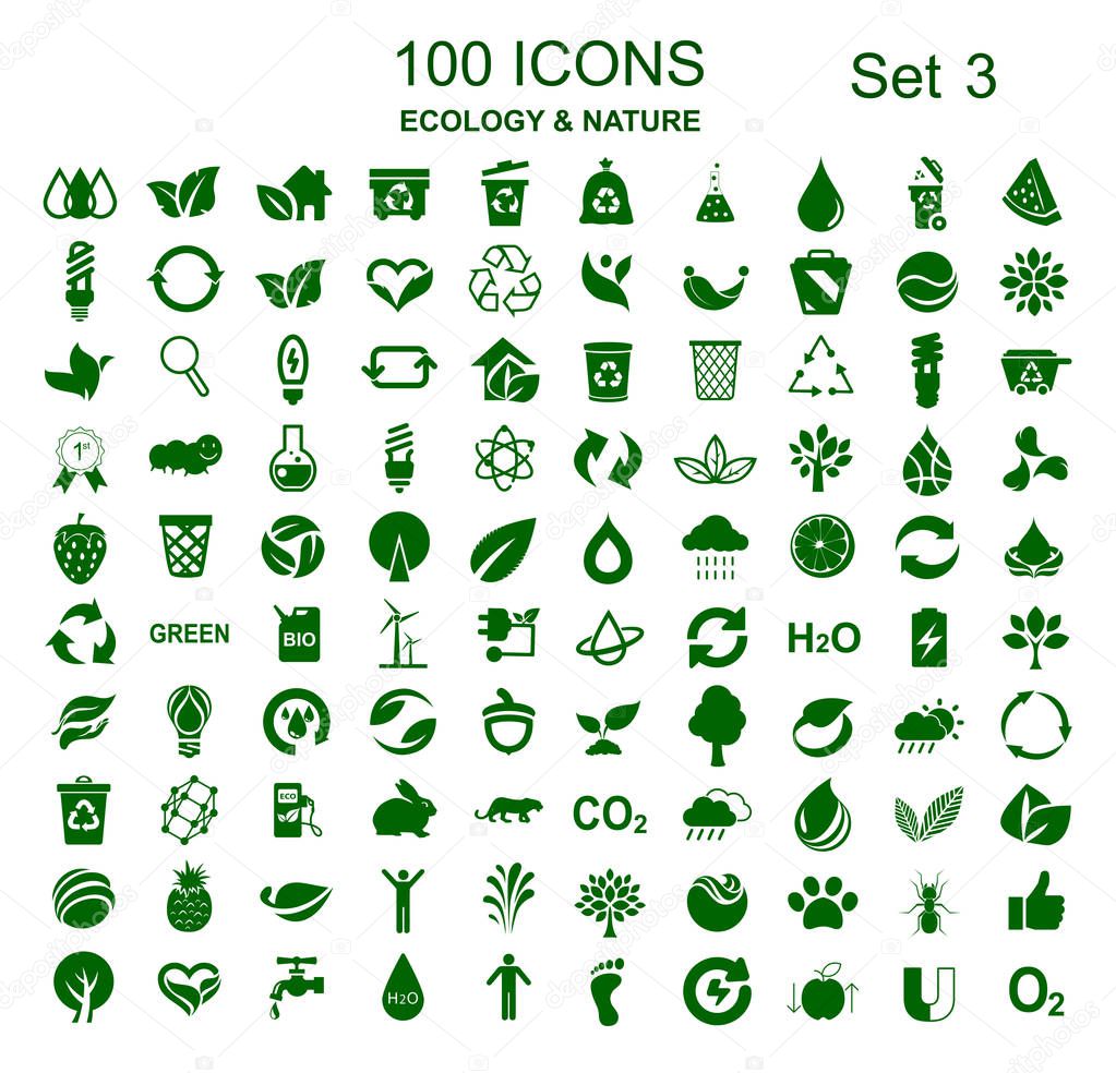 Set 3 of 100 ecology icons  stock vector