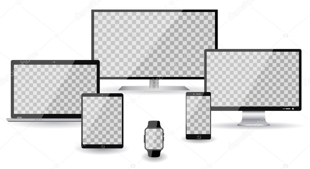 Set four devices - vector illustration for stock