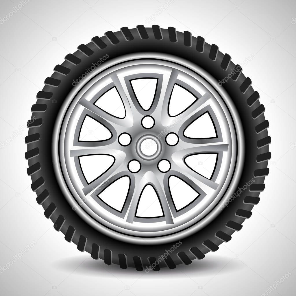 Realistic black auto tire - stock vector