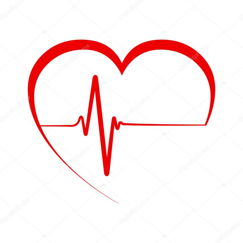 Heart pulse, one line, cardiogram - vector illustration