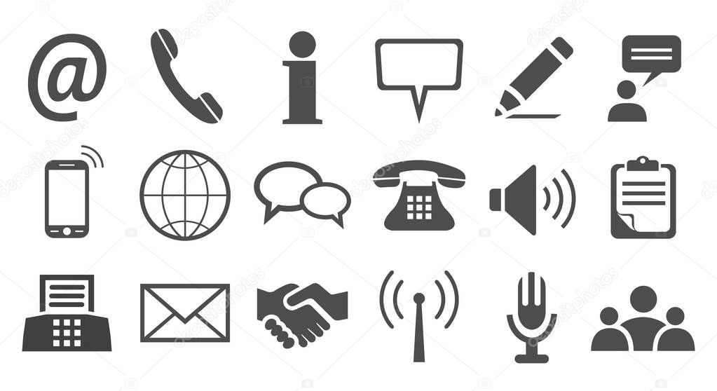 Grey contact icons - vector for stock