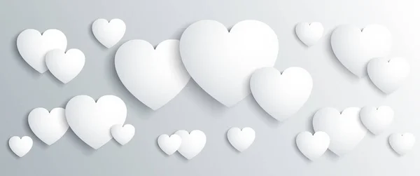 Corazones Blancos Hermoso Concepto Del Día San Valentín Vector Stock — Archivo Imágenes Vectoriales