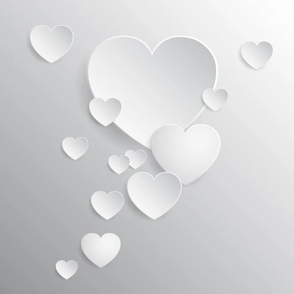 Corazones Blancos Hermoso Concepto San Valentín Vector — Vector de stock