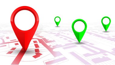 Kırmızı Gps navigator tanıtıcısında konumu bir yerden vektör yerleştirmek için şehir haritası