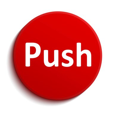 Kırmızı bir düğme ile metin push - hisse senedi vektör