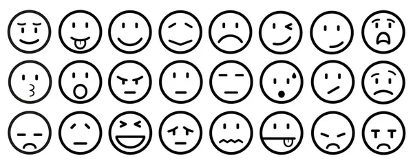 Veinticuatro Sonrisas Conjunto Emoción Sonriente Por Sonrisas Emoticonos Dibujos Animados — Archivo Imágenes Vectoriales