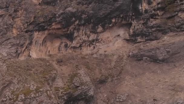 Foto aérea de una manada de íbice en la escarpada montaña . — Vídeo de stock