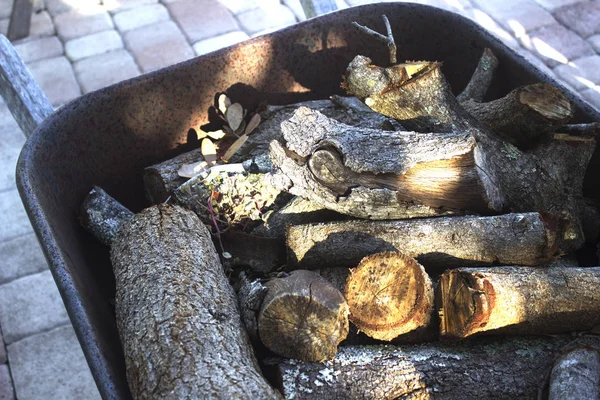 Demet sawed odun kesip bir vagon veya varil üzerinde Çimento-Beton Sanayi