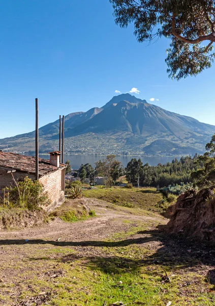 Vue Sur Volcan Imbabura Lac San Pablo Les Champs Environnants — Photo