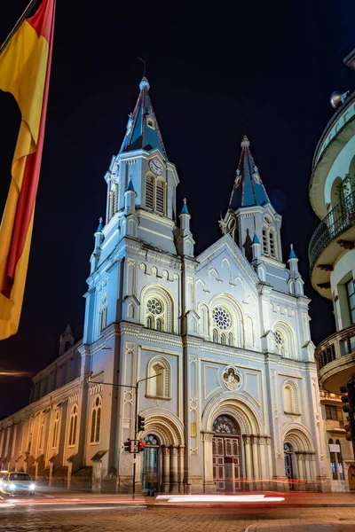 San Alfonso Kyrkan Natten Upplyst Med Sina Torn Och Vackra — Stockfoto