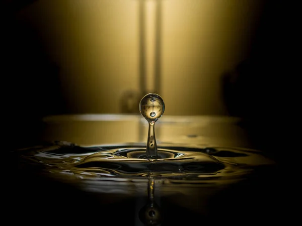 Close View Water Drop Falling Water Surface — Stock Photo, Image