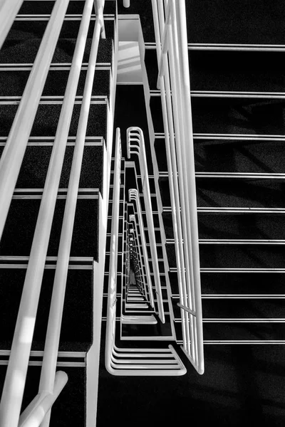 Long Escalier Noir Blanc Hague Pays Bas — Photo