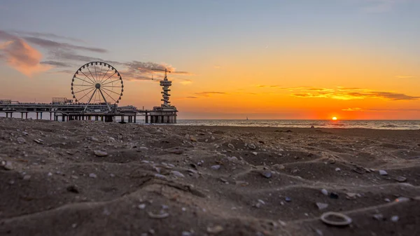 Jeszcze Życie Wieczorem Plaży Scheveningen — Zdjęcie stockowe