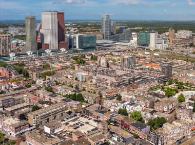Yüksek açı bakış Lahey şehir merkezinde gökdelenler, Hollanda