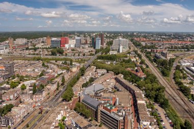 Yüksek açı bakış Lahey şehir merkezinde gökdelenler, Hollanda