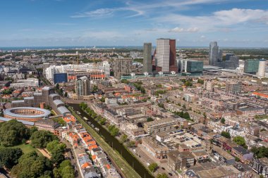 Yüksek açı bakış Lahey şehir merkezinde gökdelenler, Hollanda