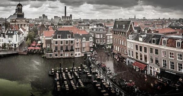 Nederland Leiden Augustus 2019 Centrum Van Leiden Bewolkte Dag Boven — Stockfoto