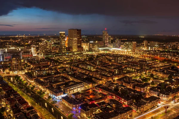 Hoge Hoekmening Van Den Haag Centrum Met Wolkenkrabbers Nederland — Stockfoto