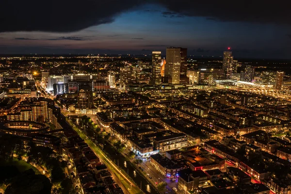 Hög Vinkel Syn Haag Downtown Med Skyskrapor Nederländerna — Stockfoto