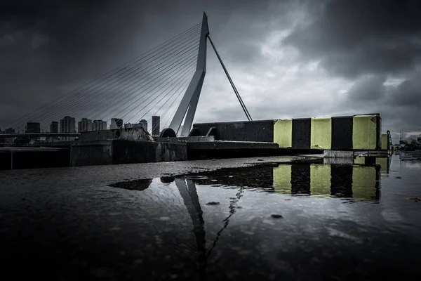 Panoramablick Auf Erasmus Bridge Und Rotterdam City Niederlande — Stockfoto