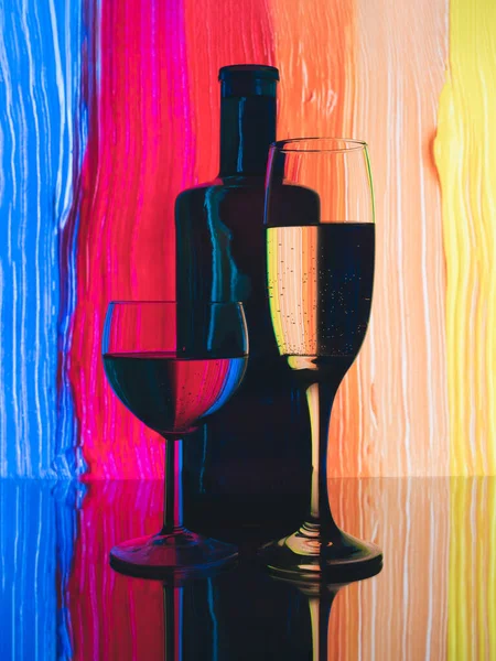 Wine Glass Colored Background Studio Art Photograph — Stock Photo, Image