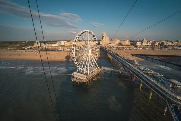 Τροχός Ferris Στην Προβλήτα Scheveningen Χάγη Κάτω Χώρες — Φωτογραφία Αρχείου