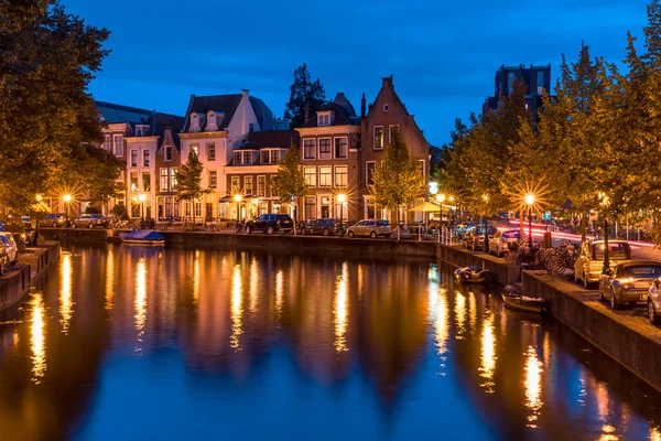 August 2020 Die Stadt Leiden Den Niederlanden Bei Nacht — Stockfoto