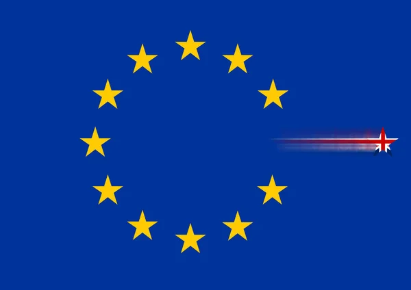 Birleşik Krallık Bayrağı Avrupa Birliği Bayrağıyla Koşuyor Brexit — Stok fotoğraf