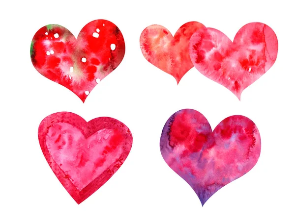 Aquarellherzen Für Den Valentinstag — Stockfoto