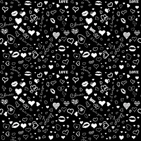 Bílé Černé Bezešvé Pattern Miluji — Stock fotografie