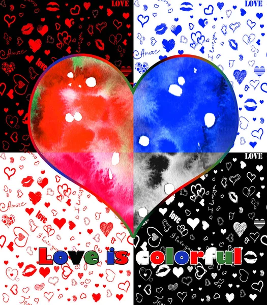 Cartão Postal Multicolorido Amo Amor Colorido — Fotografia de Stock