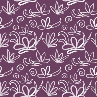 Kusursuz Japon çiçek deseni koyu mor zemin üzerine