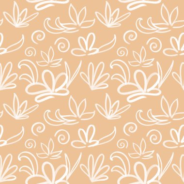 Pastel şeftali arka planda kesintisiz Japon çiçek deseni