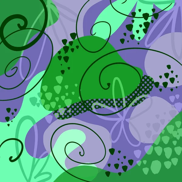 Abstract Fancy Bright Pattern Green Lilac Colors Digital Art — Stock Photo, Image