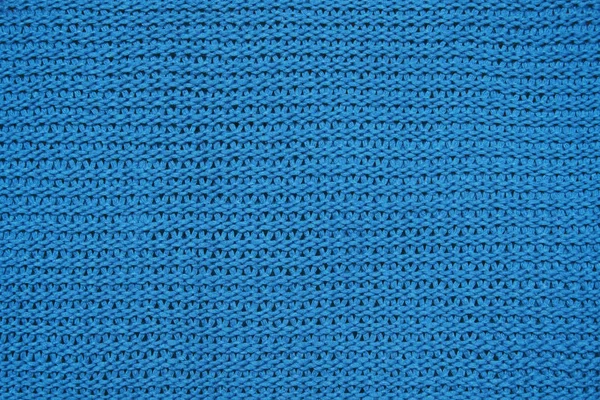 Blauw Gebreide Achtergrond Van Grote Breiwerk Textuur Van Breiwerk — Stockfoto