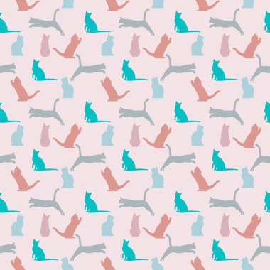 Farklı pozlar çok renkli kedilerde ile sorunsuz arka plan