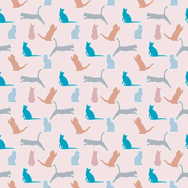 Farklı pozlar çok renkli beyaz darbesiyle kedilerde ile sorunsuz arka plan