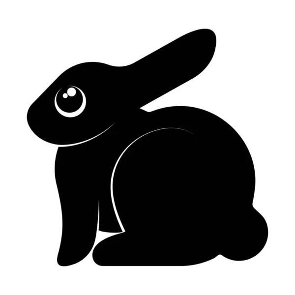 Black rabbit silhouette isolated on white background. Vector ill — Stock Vector